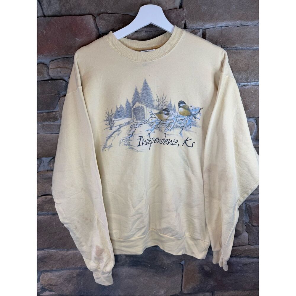 Size M - Vintage 1990s Independence Kansas Bird Nature Snowy sweatshirt Crewneck - Picture 1 of 8